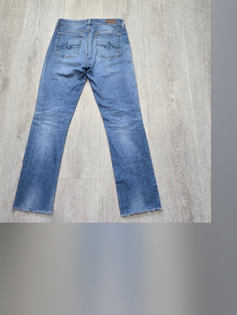 AG The Mari High Rise Straight Jeans Raw Hem Medium Wash Sz 30R - Picture 5 of 14